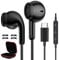 Wired Headphones USB C for Apple iPhone 16 15 Pro Max,Type C Earphones EarBuds With Mic & Remote Control for Samsung S25 S24 Ultra A56 Noise Cancelling HiFi Stereo USBC Headset for iPad 10 11 Black