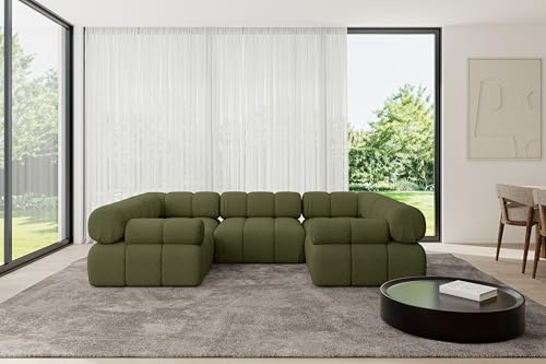 ALTDECOR Modulares Sofa Ecksofa in U-Form Corner modular Sofa Eckcouch Couch Wohnlandschaft Cauchsofa Polstersofa Birno-U1-285x190x70 cm Grün