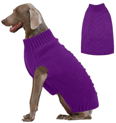 IECOii Hunde Pullover für große Hunde,XXL HundePullover WarmePullover Weste für den Winter,Strickhunde Pullover Hund Sweatshirt für großeHunde Junge Mädchen,Golden Retriever,Pitbull,Lila,2XL