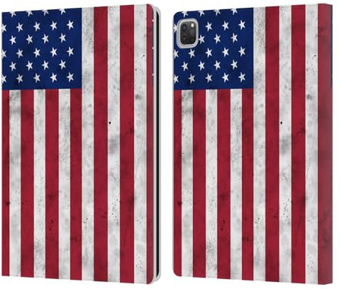 Head Case Designs Offizielle PLdesign USA Altmodisch Flaggen Leder-Wallet-Hülle Kompatibel mit Apple iPad Pro 12.9 2020/2021/2022
