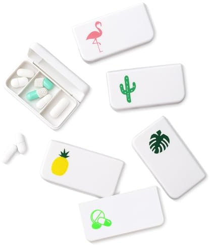 COYUN 5 Stück Tablettenbox Tablettendose für unterwegs, Kleine Pillendose Medizin Vitamin mit 3 Fächern, Tragbar Pillenbox Mini-Pillen-Organizer Tragbar für Zuhause Arbeit, Unterwegs