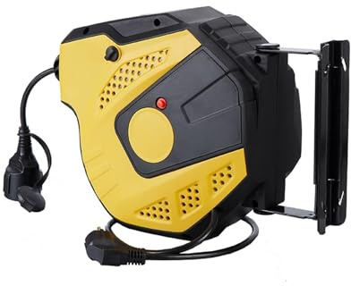 Avvolgicavo Elettrico, Cavo di prolunga di alimentazione piatto di fabbrica con bobina di cavo retrattile mini a molla(Yellow)