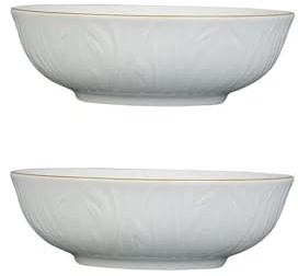 Set Piatti Stoviglie in ceramica, set di ciotole con bordi in oro bianco puro, piatto for noodle, for bistecca, for frutta(2pcs 7inch Bowl)