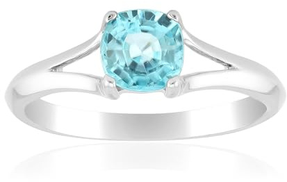 Cavill Ratanakiri Zirkon Ring 1,234 ct Antiker Kissen-Brillantschliff, Sterlingsilber 925 Plattiert, Türkisblau Schmuck Damen, Klassisch Modern, 21x18 mm