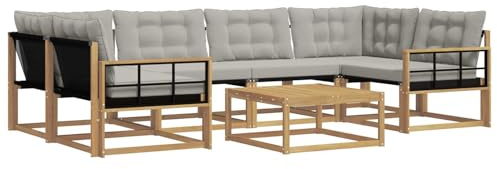 vidaXL Outdoor-Sofagarnitur 7 pcs Weiß und Hellgrau 79 x 79 x 37 cm, Garten, modernes Outdoor-Sofa, gemütliches Möbel, langlebige Lounge, perfekte Terrasse-Sitzgruppe