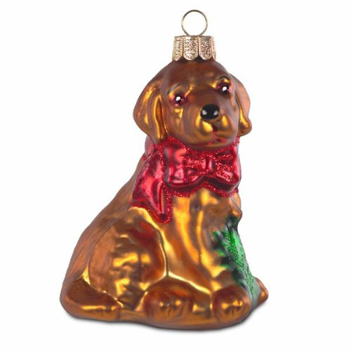 Sikora BS182 Christbaumschmuck Glas Ornament/Hund MIT Schleife - H:9cm