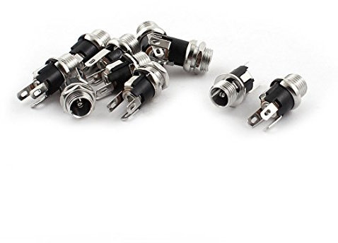 sourcing map 2.1mm x 5.5mm DC Power Jack Panel Mount Female Socket Connector 10 Pcs