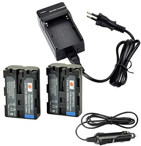 DSTE 2-Pack NP-FM500H Rechange Batterie et DC01E Voyage Chargeur Compatible pour Sony A57 A58 A65 A77 A100 A200 A200 A300 A350 A350 A450 A500 A550 A580 A700