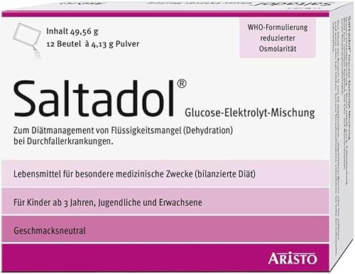 Saltadol Glucose-Elektrolyt-Mischung – Optimale Unterstützung bei Flüssigkeits- und Elektrolytverlust – Für Kinder ab 3 Jahren und Erwachsene – 12 Beutel