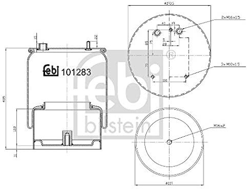 febi bilstein 101283 Luftfederbalg mit Stahlkolben , 1 Stück