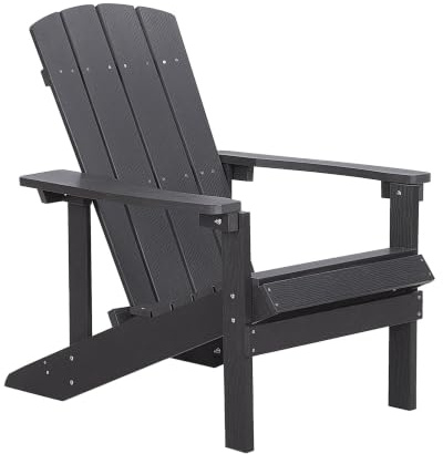 Beliani Garden Chair Grey Plastic Wood With Backrest, Adirondack