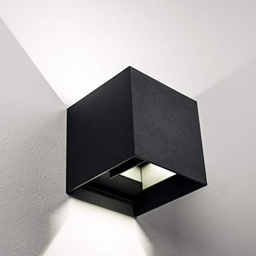 JungesLicht Moderne LED Wandleuchte Innen und Außen IP54 7Watt 4000Kelvin Leuchtwinkel Individuell Einstellbar Design Wandbeleuchtung Up-Down Strahler Wandlampe (Anthrazit, Quadratisch)