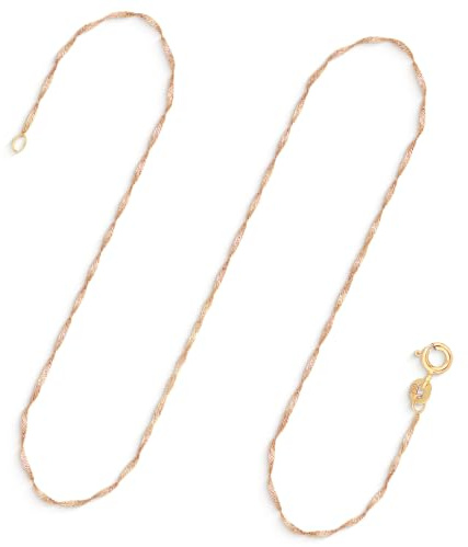 EDELIND 333 585 Goldkette Damen Echtgold, 1mm Singapurkette, auch 375 750 | Dünne Halskette aus echtem Gelbgold für Frauen; 14K, 18K, 8K, 9K; Federringverschluss