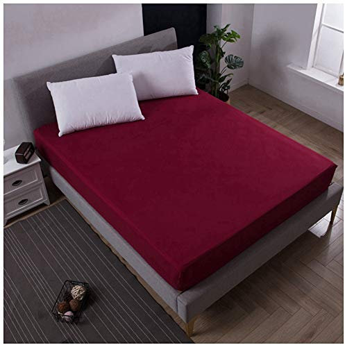 GELing Drap-Housse pour Matelas Jusqu'à 25 CM d'Épaisseur Antidérapage Respirant Cache Sommier,Vin Rouge,160X200+25cm