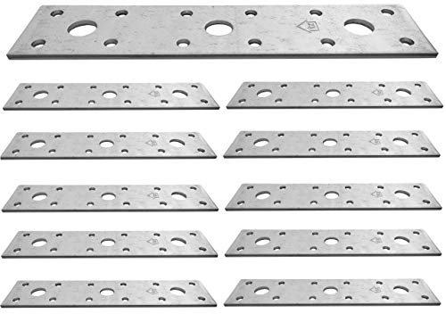 Flat Connecting Joining Plate Galvanised Heavy Duty Metal Steel Sheet 5.91x 1.38x 0.1 (150 x 35 x 2.5mm) Pack of 10pcs