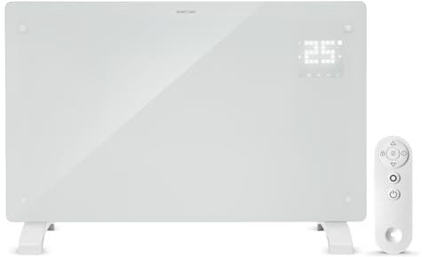 Devola Wifi Enabled Smart Electric Glass Panel Heater 2000W | Alexa Heating Control, Open Window Detection, Wall Mounted & Free Standing Low Energy Heaters with Timer | Lot 20, DVPW2000WH (White)