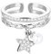 JinHan Anello stella pera, anello donna, anello ragazza, anello alla moda, ricco di ossido di zirconio, materiale ipoallergenico regolabile, regalo di compleanno per ragazza, argento/oro rosa/oro,