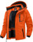 GEMYSE Homme Veste de Ski Imperméable de Montagne Manteau d'hiver Extérieur en Polaire Coupe-Vent avec Capuche (Orange 02,XL)