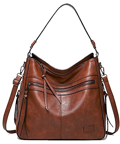 Coolives Sac à Main Porte Épaule Femme en Cuir PU Hobo Bandoulière Vintage Chic Élégant Crossbody Marron