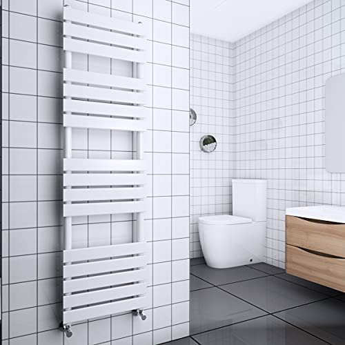 Warmehaus Flat Panel Heated Towel Rail Radiator Ladder Rad 1600 x 450mm Bathroom Central Heating Towel Warmer White