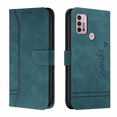 QIWEIQING Kompatibel mit Motorola Moto G30 Hülle Leder, Klapphülle HandyHüllen Handytasche Case für Motorola Moto G30, Flip Schutzhülle Flip Case für Motorola Moto G10 / G20 Green HX