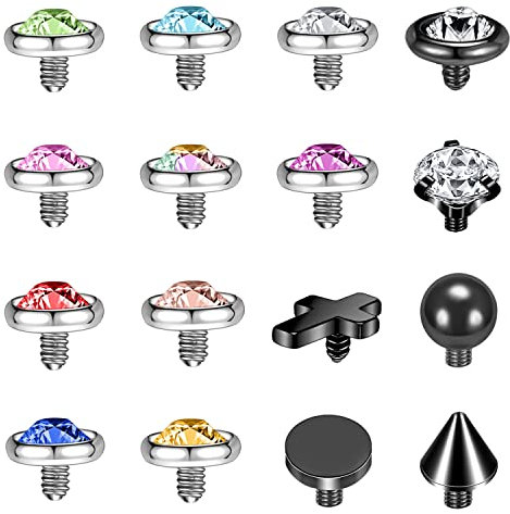 ZS 16G Edelstahl Dermal Anchor Piercing Diamant Dermal Aufsatz Ersatz CZ Haut Microdermal Piercing Schmuck für Männer Frauen (D)