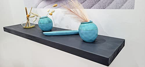 Wood Lab Étagère en bois massif, avec étagère escamotable, murale, bord lisse ou irrégulier, couleurs modernes et rustiques (160 cm, Irregular, naturel)