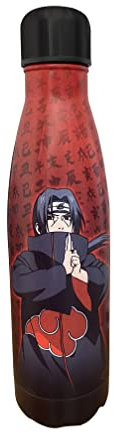 Homadict Naruto Itachi Uchiwa Thermosflasche aus Edelstahl, wiederverwendbar, hält warm und kalt 12 Stunden – für Sport, Reisen, Alltag, 500 ml – BPA Free – offizielles Lizenzprodukt