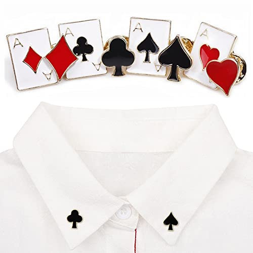 8 Stück Anzugbrosche für Herren, Brosche für Damenhemden, Brosche-Set, Kleid Brosche, Poker-Brosche, Schwarzer Spaten, Rotes Herz, Schwarze Beere, Rotes Quadrat Pins für Männer, Frauen, Tücher, Revers