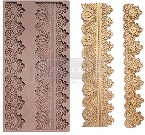 Redesign With Prima Redesign Decor Moulds Décor Mould CECE-Border Lace II-5x10x8mm Crafting Resin Molds for air Dry Clay DIY Projects Funiture Dresser, Chocolate,Cake,Candy,Backery,Soap,Polymer Clay