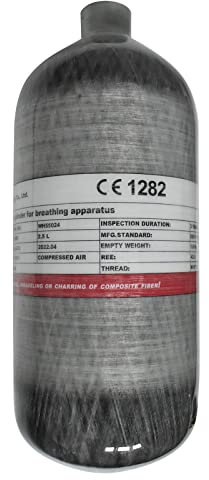 TUXING 4500psi Hochdruck-Composite-Flasche, 2.5L Carbon Fiber Tank, Tauchen Scuba Tank, PCP Paintball Air Tank (Leere Flasche), M18*1.5