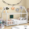Kayan Kinderbett Hausbett 90 x 200 cm, Holzbett für Kinderzimmer, inkl. Tafel|Lattenrosten|Rausfallschutz, aus Kiefernholz, ohne Matratze (Weiß)