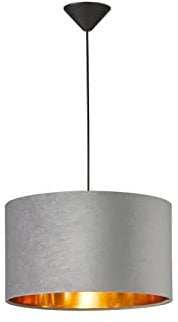 Pendelleuchte mit Lampenschirm Samt Grau - innen Gold Ø 40cm