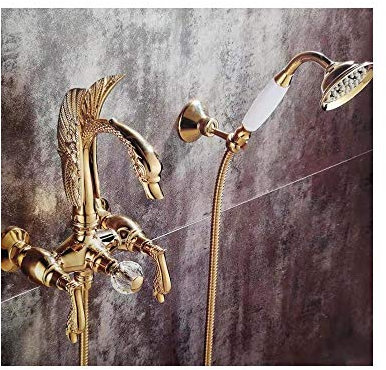Wannenarmatur mit Gold-Finish Wannenarmatur für Duschwannen mit Brausehaltern good
