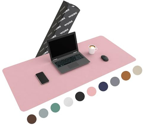 WURK [120 cm x 60 cm] Sous-main en cuir PU de qualité supérieure - grand sous-main - tapis de souris XXL - sous-couche antidérapante (rose)