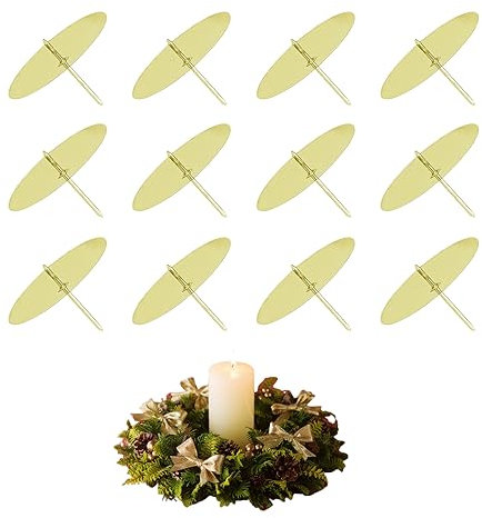 LongZYU 12 Stück 6cm Kerzenhalter für Adventskranz Gold Adventskerzenhalter Metall Kerzenständer Set Kerzenteller zum Stecken für DIY Kranz Advent Weihnachten Tischdeko