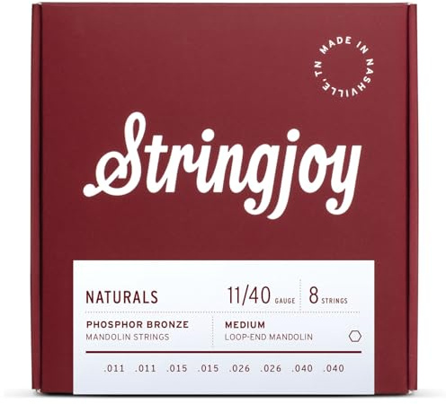 Stringjoy NB1140 Naturals Phosphor Bronze Mandolin Strings, (Medium Gauge - 11-40)