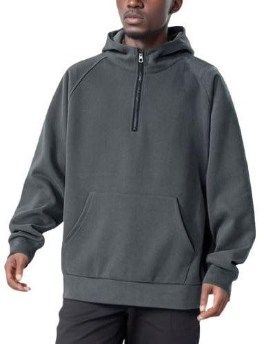 Briskorry Herren Kapuzenpullover mit Zip Up Hoodie Einfarbig Sweatshirt mit Schalkragen Kapuze Casual Locker Pullover Freizeit Training Gym Sport Fitness Basic Casual Style