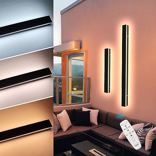 Außenwandleuchten, IP65 wasserdicht, dimmbar, Terrassen-Wandleuchte, moderne schwarze lange LED-Außenleuchten für Haus, Außenbeleuchtung, Wandleuchten für Veranda, Garage, Garten (59,1 Zoll)