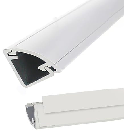 Kabelbinder für den Boden Wandmontierte Kabelkanäle, Aluminium Grain Wire Covers, TV Strom Handy Datenkabel Elektrische Kabel Lackierbare Kabelabdeckungen, No-hole Installation ( Color : White , Size