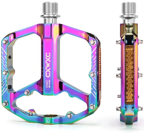 CXWXC Pédales de vélo avec Bandes réfléchissantes, 3 roulements étanches, Plateforme de vélo en Aluminium CNC antidérapante pour Une Conduite sûre et Confortable