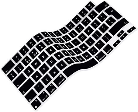 Arisase Ultra Thin Silicone Keyboard Cover Skin for MacBook Pro 16/Pro 14 with M3/M3 Pro/M3 Max Chip (Models: A2991 & A2918 & A2992) Soft Protective Accessories EU/UK Layout (Black)