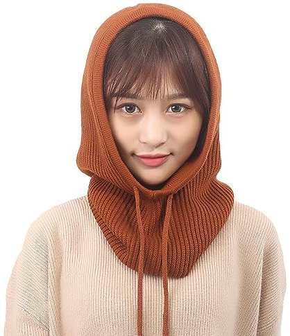 Ekakashop Damen Sturmhaube Balaclava Kapuze Mütze Stricken Winddicht Schalmütze Beanie Mütze Kapuzenschal für Frauen Winter Kaschmir Strickmütze Skimütze Sturmhauben Beanie Wintermützen Outdoor