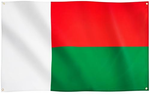 Runesol Drapeau de Madagascar, 91x152cm, 3ft x 5ft, 4 Anneaux, œillet dans chaque coin, Drapeau malgache, Madagasikara, Drapeaux Premium, Intérieur, Extérieur, Couleurs vives