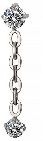 Inoki - Bijoux de piercing en titane, chaîne Cassandre pour tige 1.2mm, vis interne ou micro-dermal, Blanc, Moderne