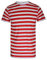 WickedFun® Boys Girls Red White Striped Stripe T-Shirt Crew Neck Short Sleeve Top (9-10 Years)
