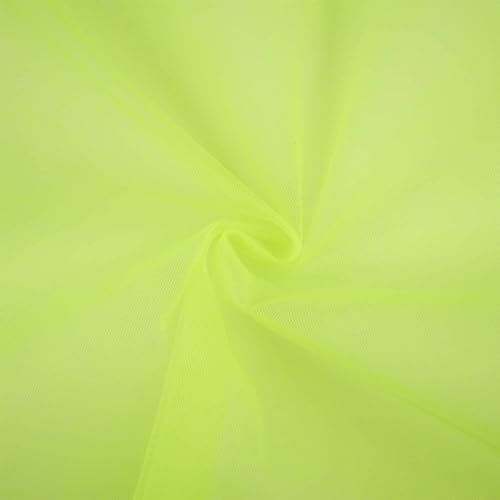 Tüll Stoff, standfest, Tüllstoff als Meterware, Kostümstoff, Dekostoff, uni neongelb (Länge am Stück ab: 100cm / Breite: 150cm)