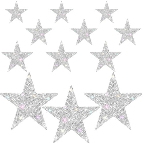 Aufkleber Glitzer, 12 Stück Strass Autoaufkleber, Glitzer Sterne Auto, Selbstklebende Silver Star Sticker, Bling Stern Aufkleber, Auto Aufkleber, Aufkleber, Dekoration für Autos, Stoßstange, Fenster
