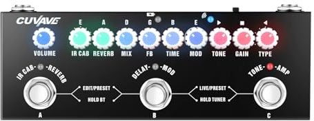 Jemora CUVAVE Cube Baby Pedal de Efectos Combinados para Guitarra eléctrica Multifuncional portátil con reproducción de música inalámbrica Grabación de teléfono Función de Interfaz Tipo C de Audio