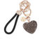 Heveer Porte-clés Cœur Porte-clés Scintillant avec Strass Porte-clés en Cuir pour Femme Clés de Voiture Clés de Porte Gris